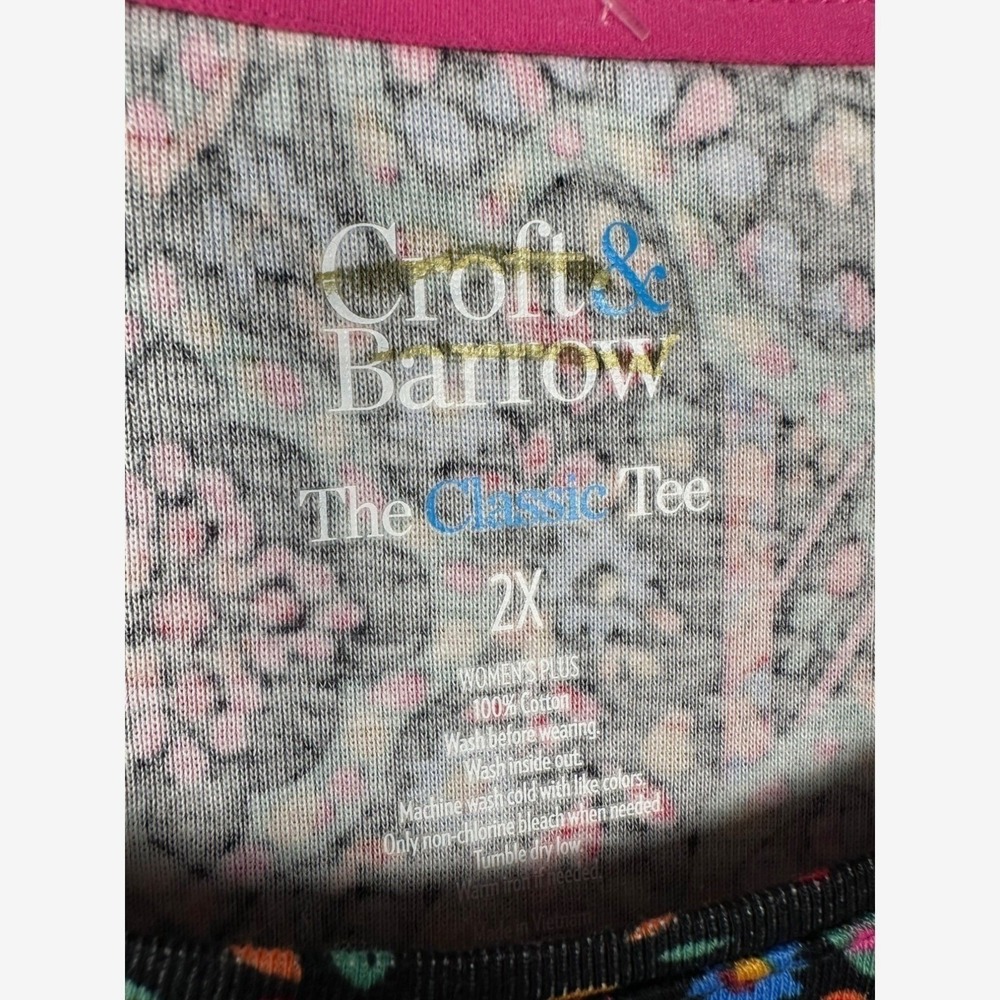 Croft & Barrow Womens Classic Tee Plus Size 2X Long Sleeve Medallion Print Soft - Picture 4 of 6